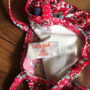 Toddler girl floral swimsuit red and blue size 18M